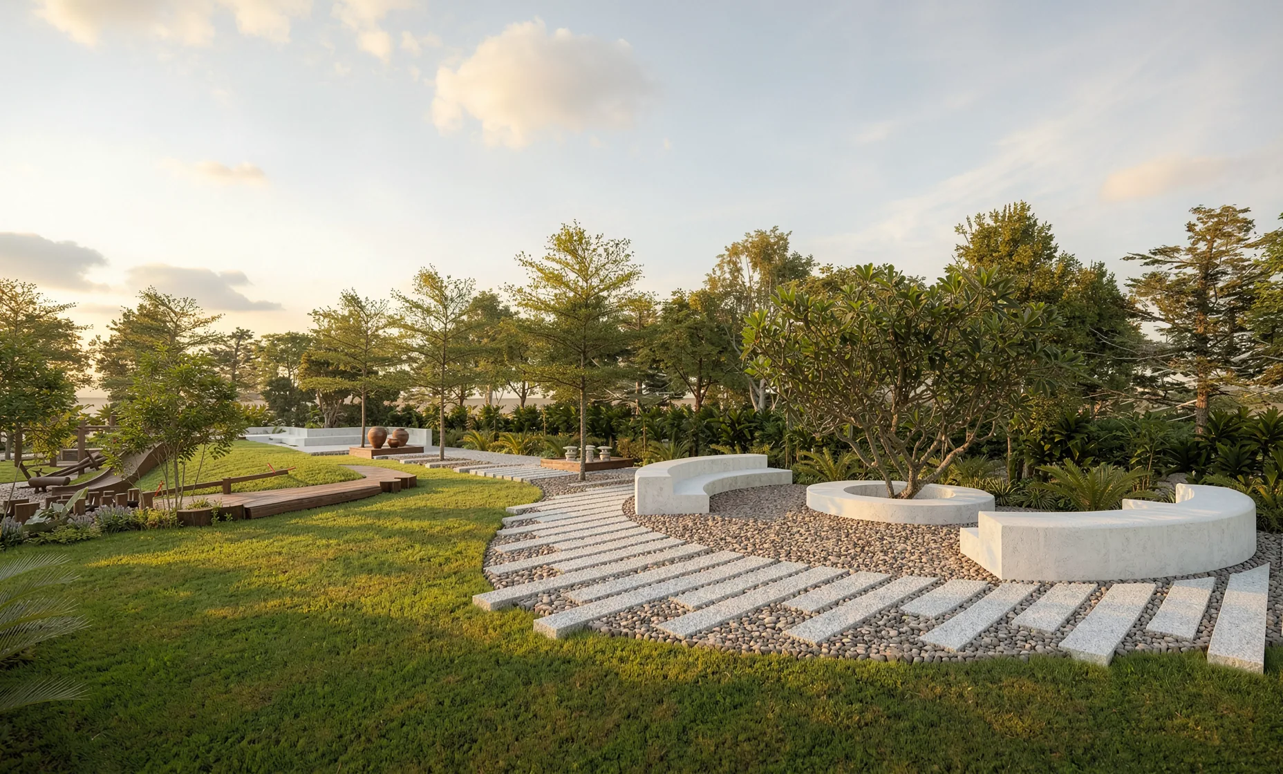 Open lawns and gardens across the Canvas estate at Lepakshi