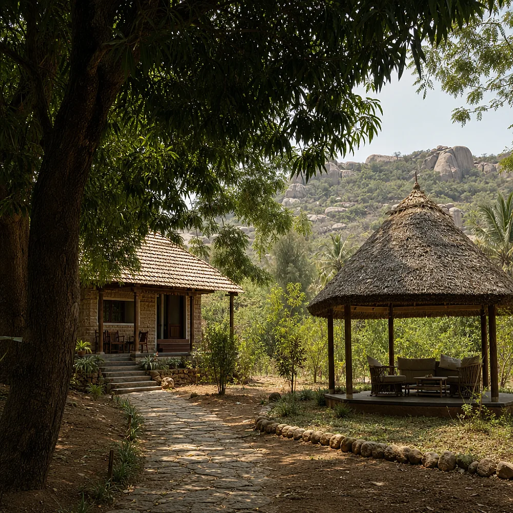 The cottage & gazebo — Vanam, Makalanda, Kanakapura